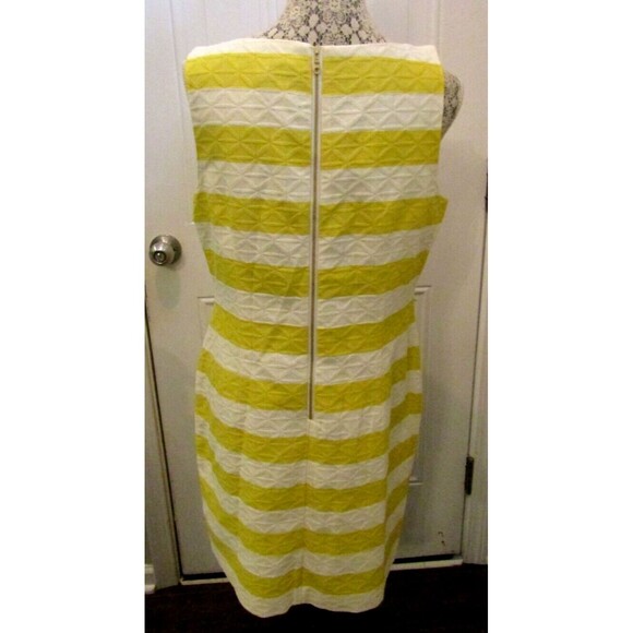 Taylor Dress NWT Yellow Striped Cotton Summer Sleeveless Lined Womens Size 14 - Picture 4 of 8
